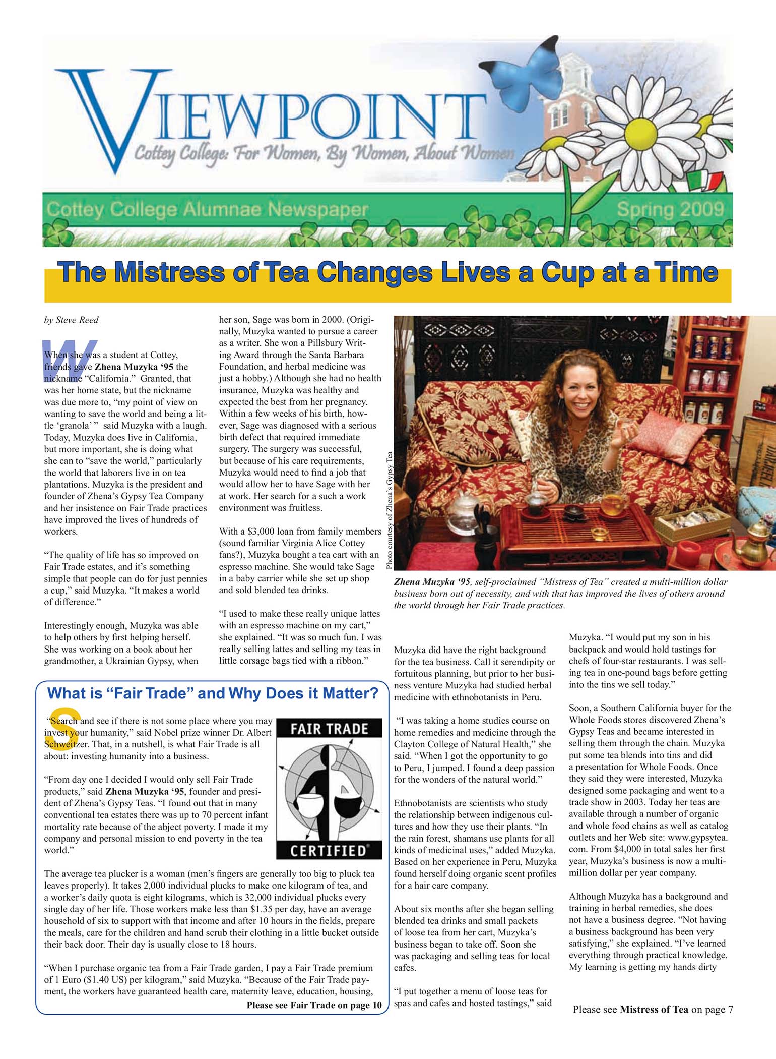 Cottey Viewpoint Magazine cover for spring 2009.